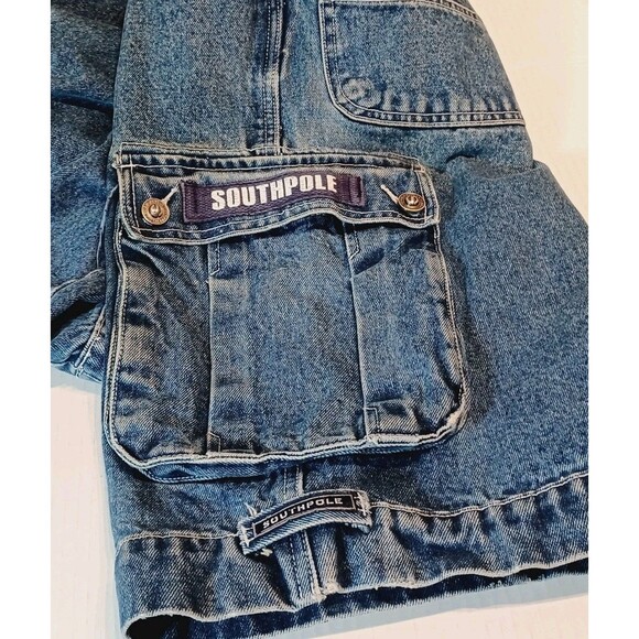 Southpole Vintage Denim Shorts Overalls Size Small Y2K Street Wear - Picture 6 of 12
